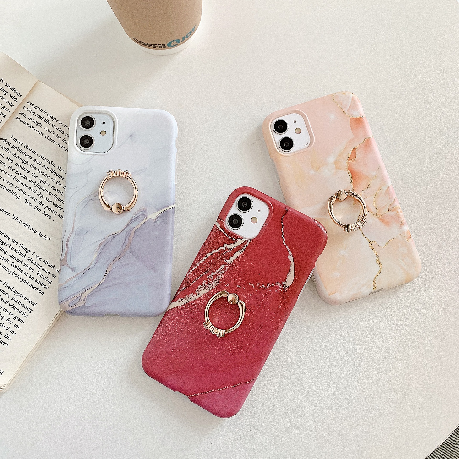 Title 3, Marble ring phone case for stylish protection a...