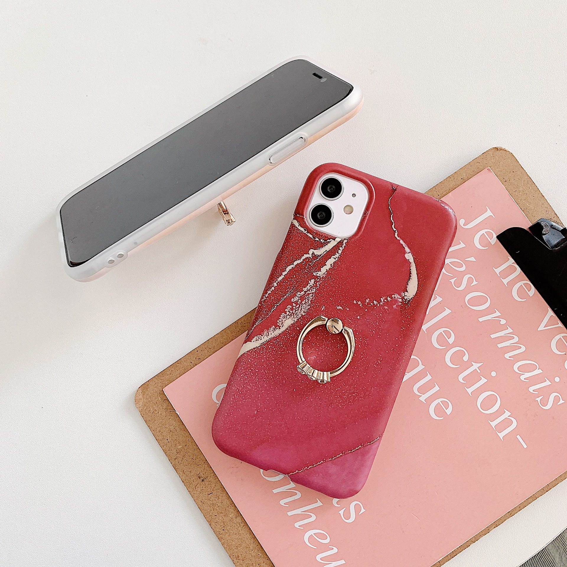 Title 6, Marble ring phone case for stylish protection a...