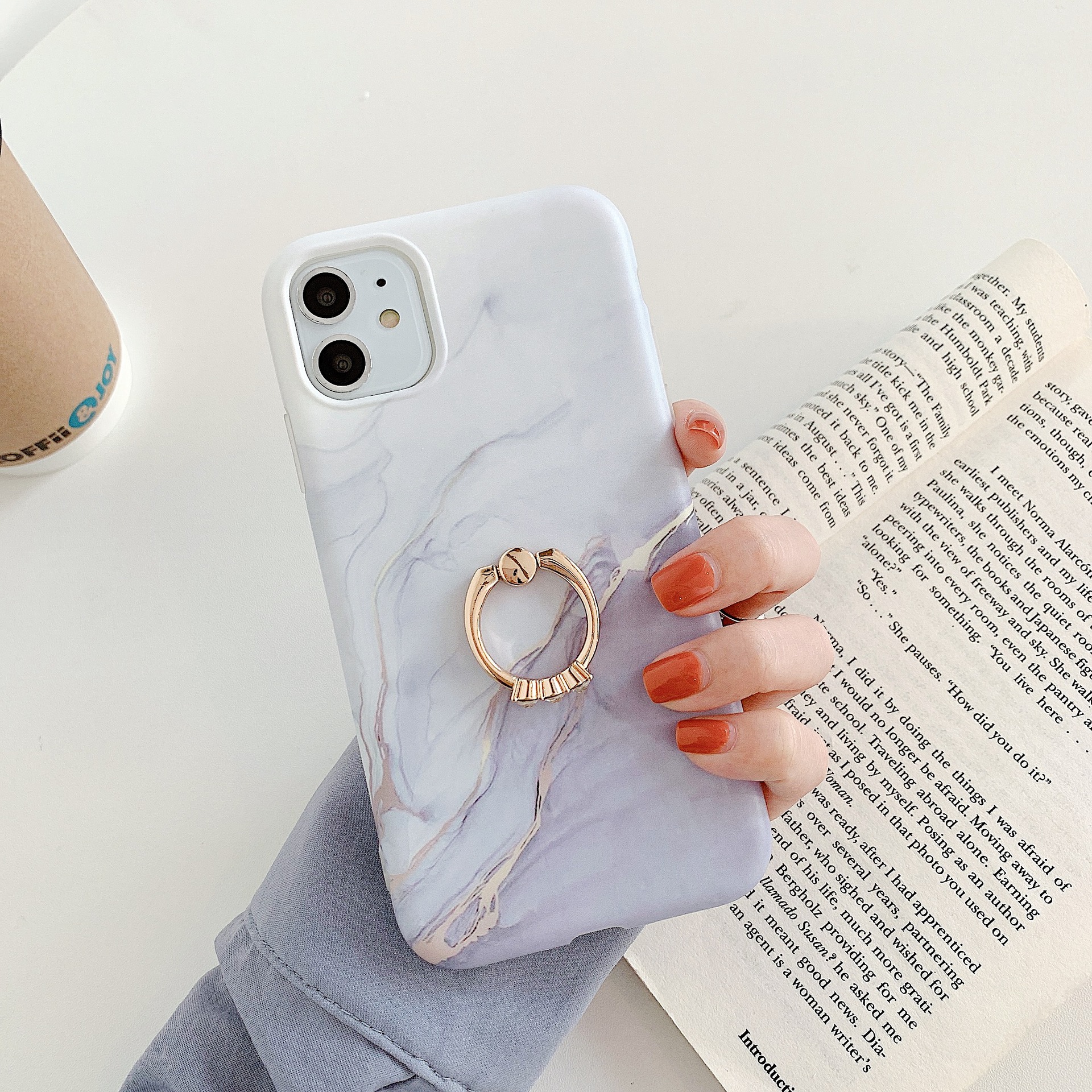 Title 12, Marble ring phone case for stylish protection a...