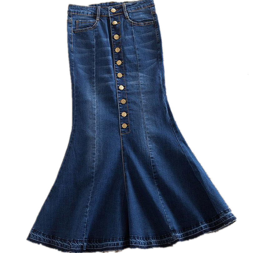 Title 3, Denim jurk met knopen in zeemeermin-stijl – voo...