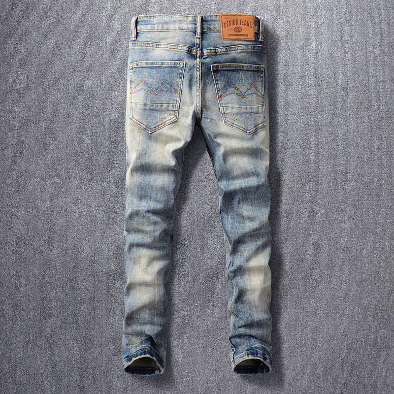 Title 3, Retro Fashion Mens Jeans with Old Washed Finis...