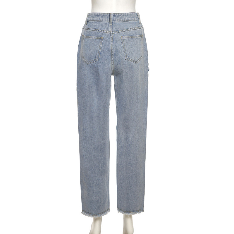 Title 5, Modische High Waist Straight Casual Jeans mit H...