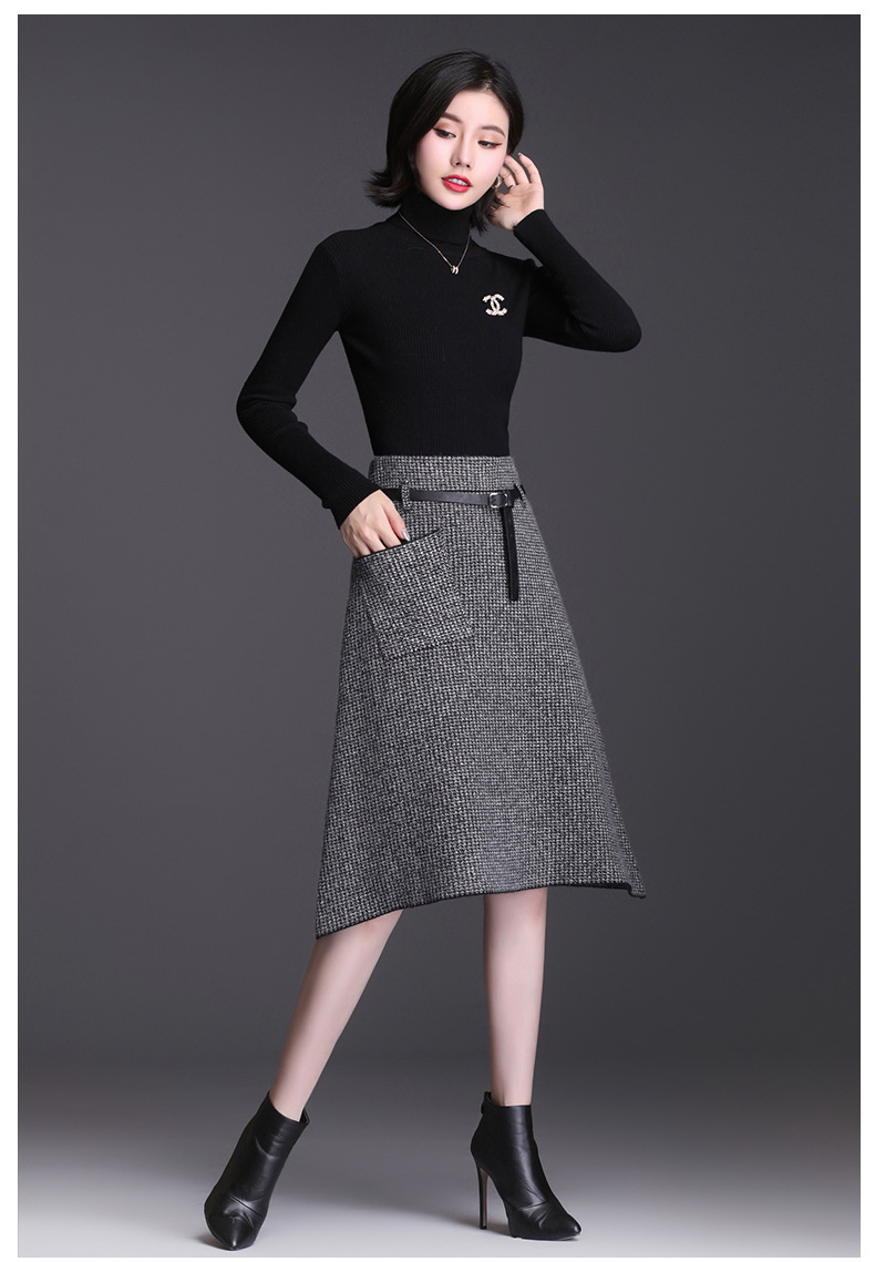 Title 5, Retro irregular A-line skirt with hip bag desig...