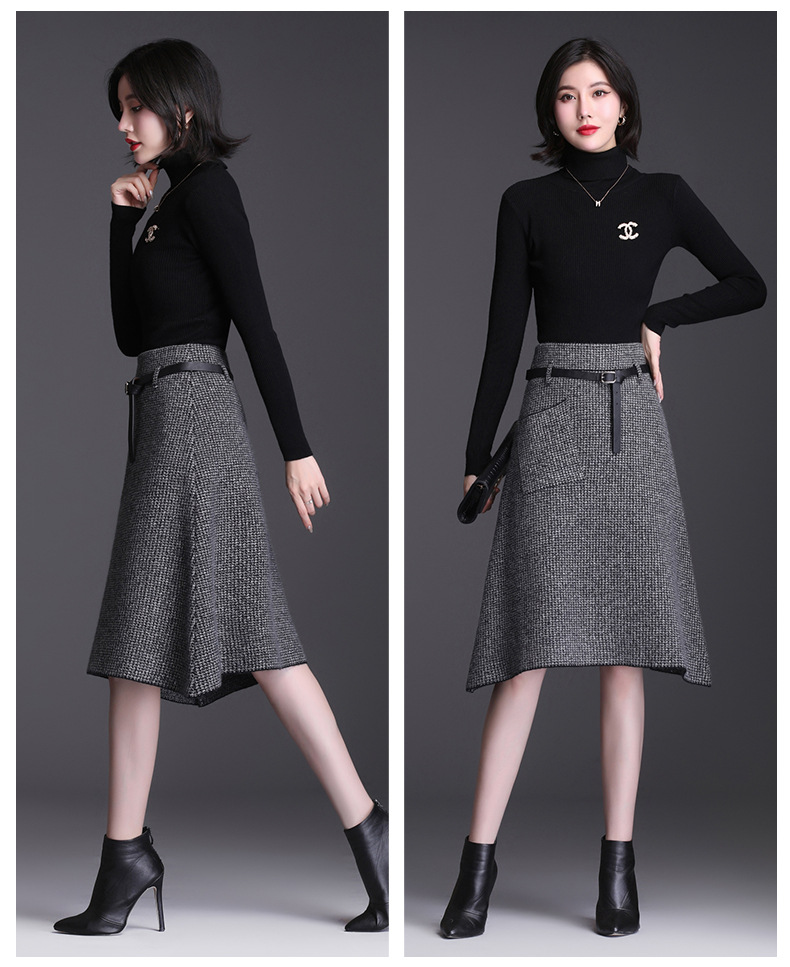 Title 6, Retro irregular A-line skirt with hip bag desig...