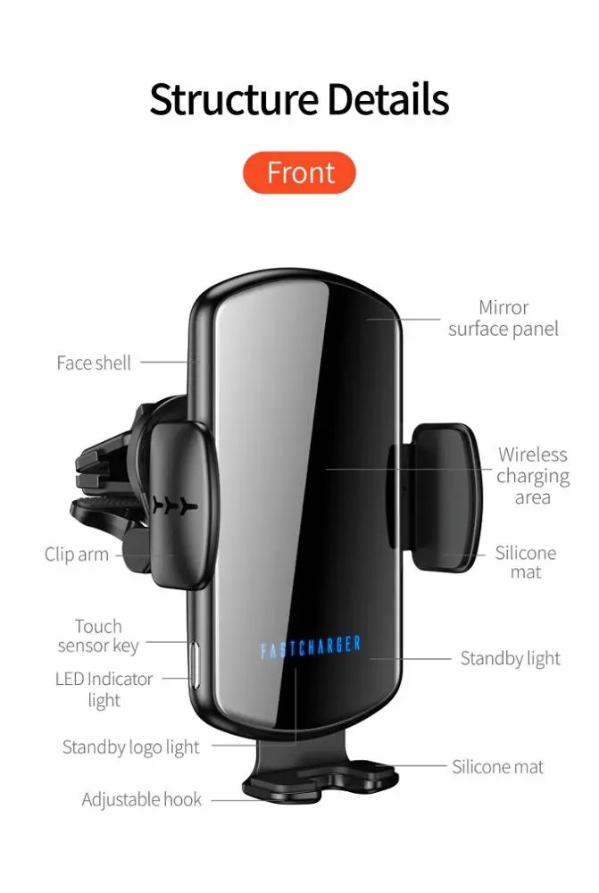 New arrival15w Car Mount Wireless Charger Car Phone Holder Air Vent Mount Smart Automatic Clamping 15W Fast Wireless Car Charger