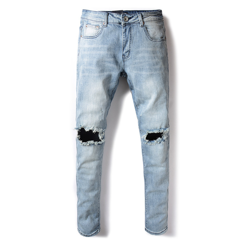 Title 1, Heren jeans licht gewassen met gaten. Casual en...