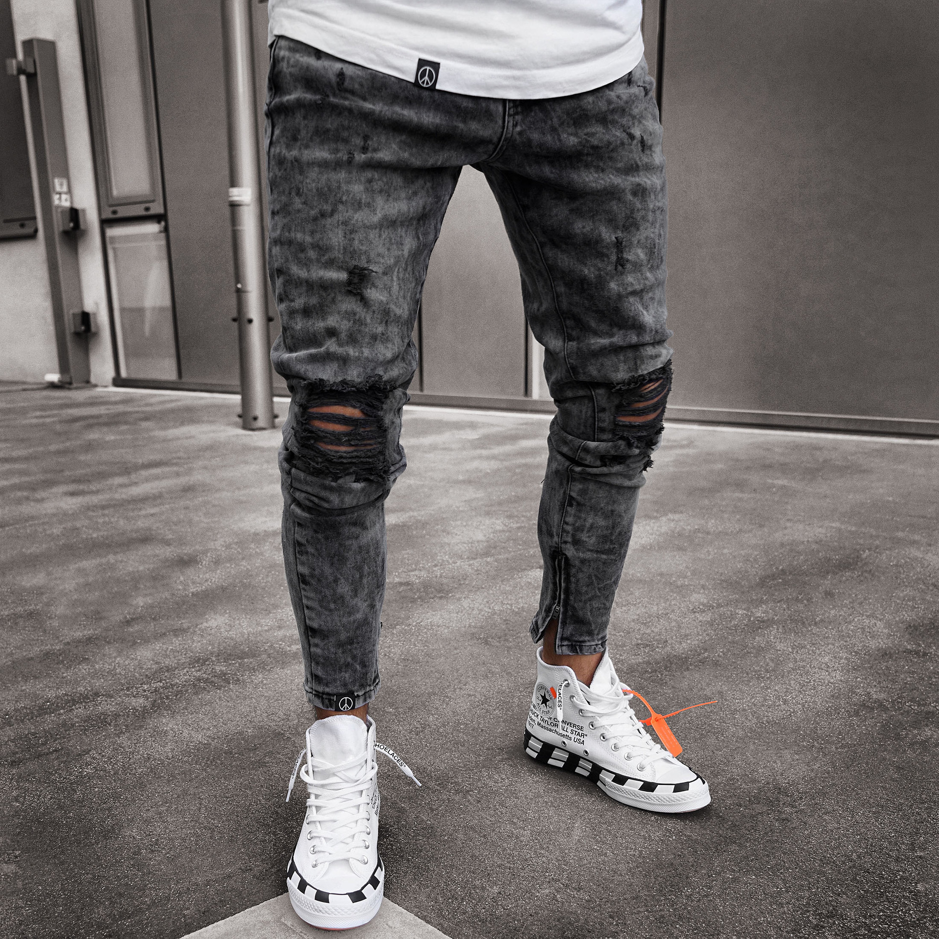 Title 4, Ripped stretch denim pants