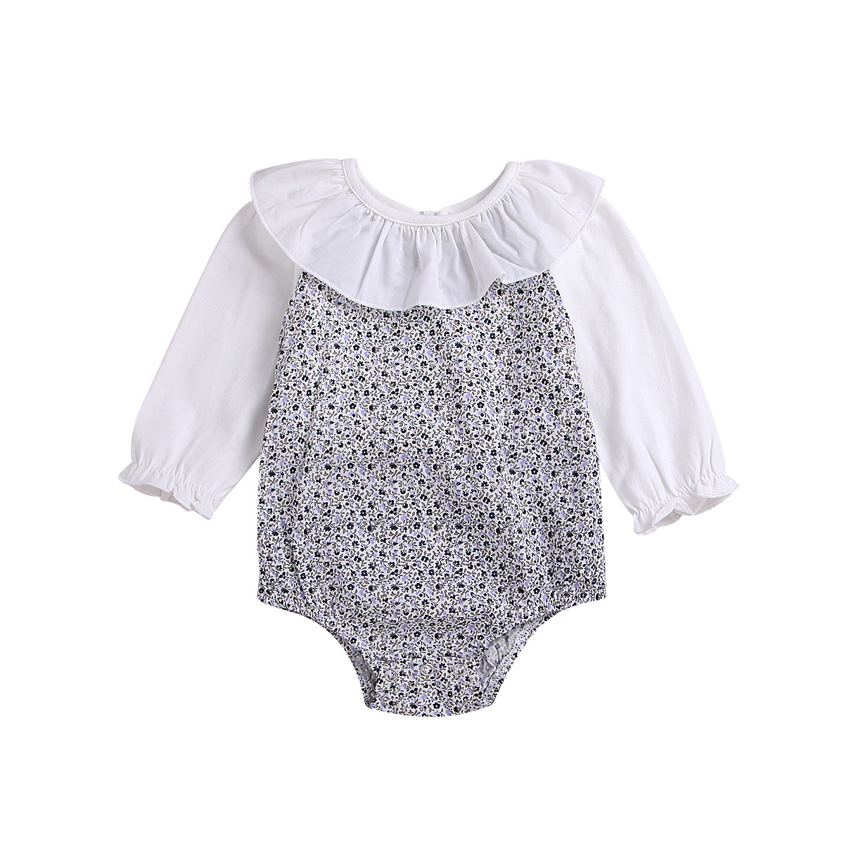 Title 7, Lente en herfst baby-romper met ronde hals, lan...