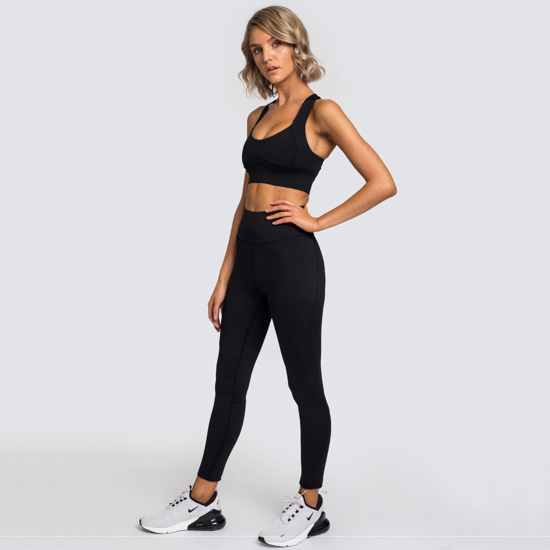 Matching Leggings and Sports Bra Set black