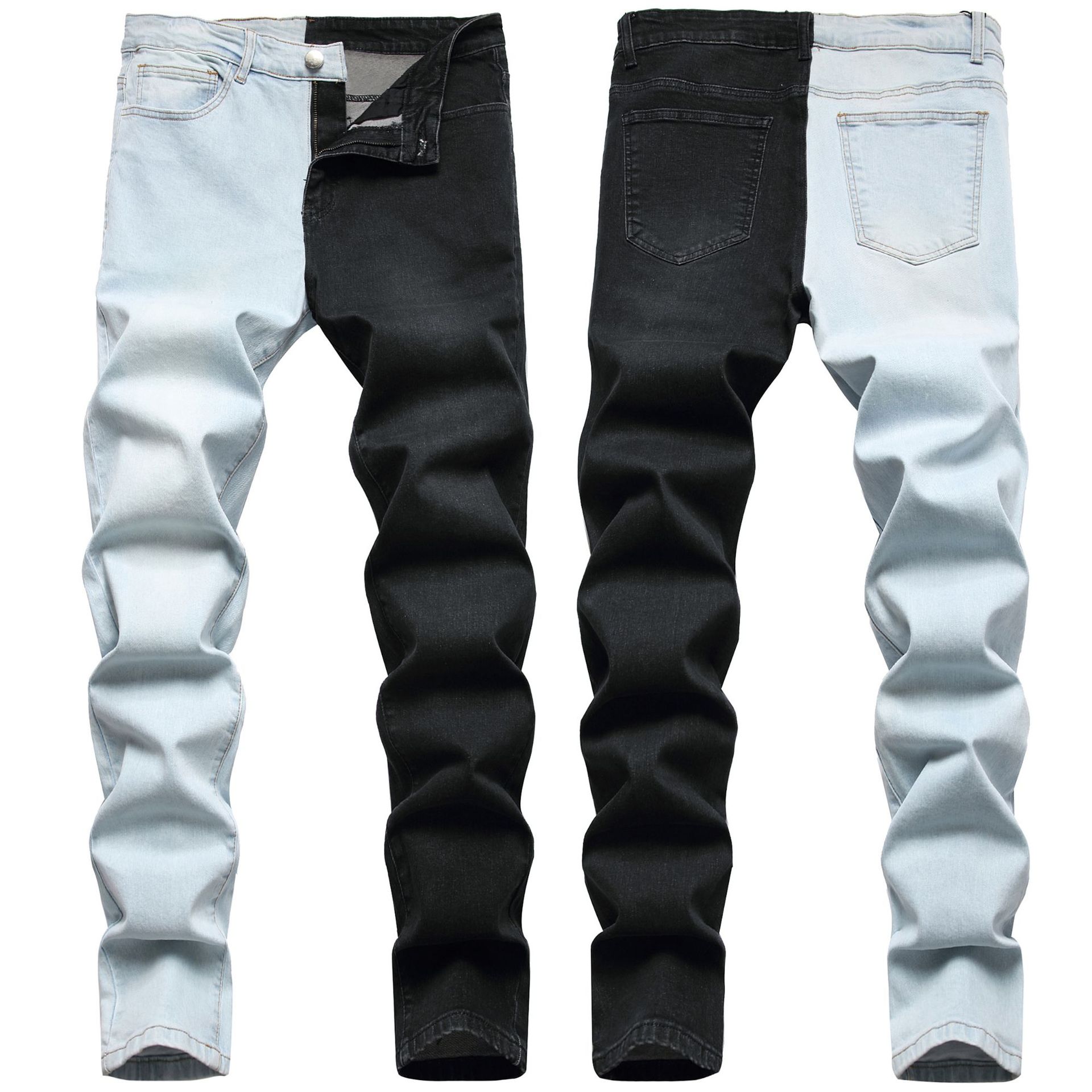 Title 1, Mens Two-color Trend Stretch Jeans with Fashio...