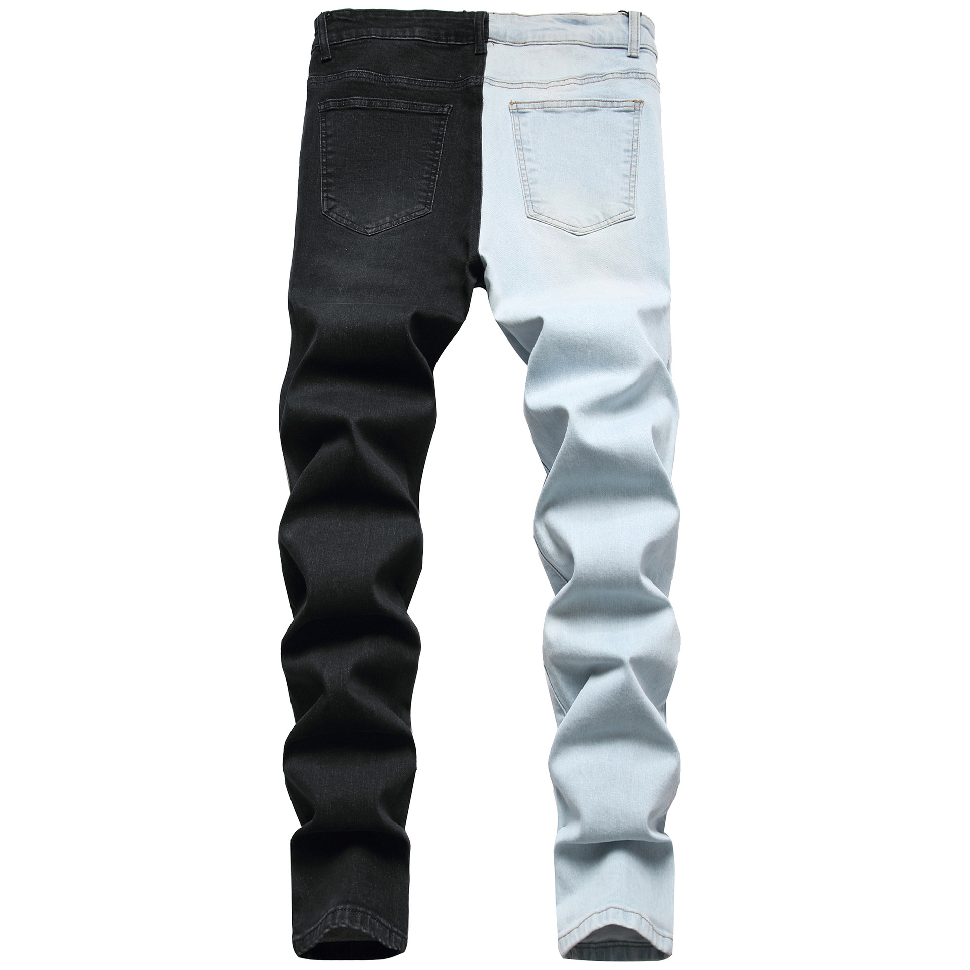 Title 3, Mens Two-color Trend Stretch Jeans with Fashio...