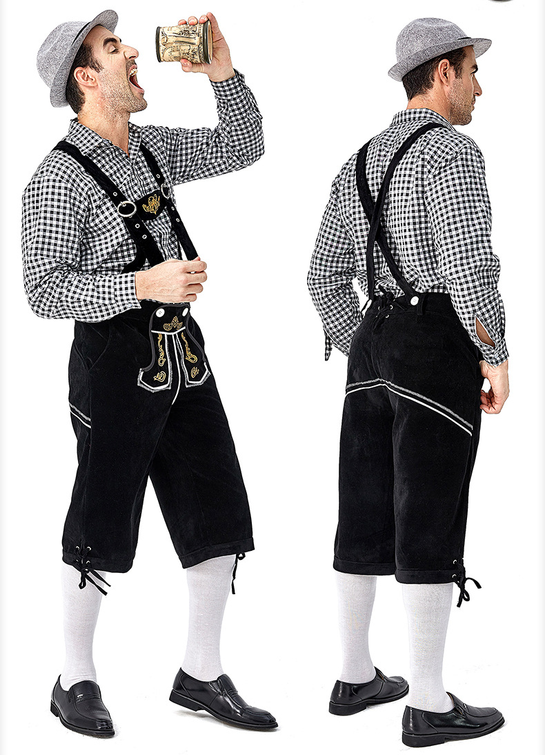 Title 10, Mens beer festival clothes Plaid Shirt Suspenders