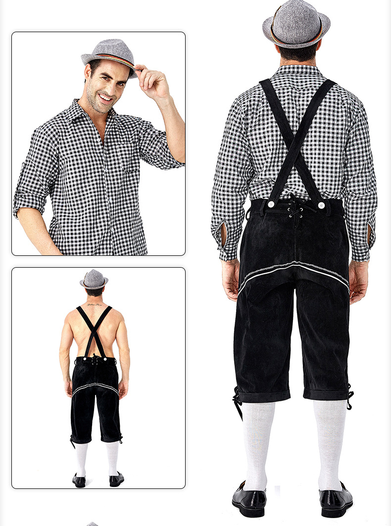 Title 12, Mens beer festival clothes Plaid Shirt Suspenders