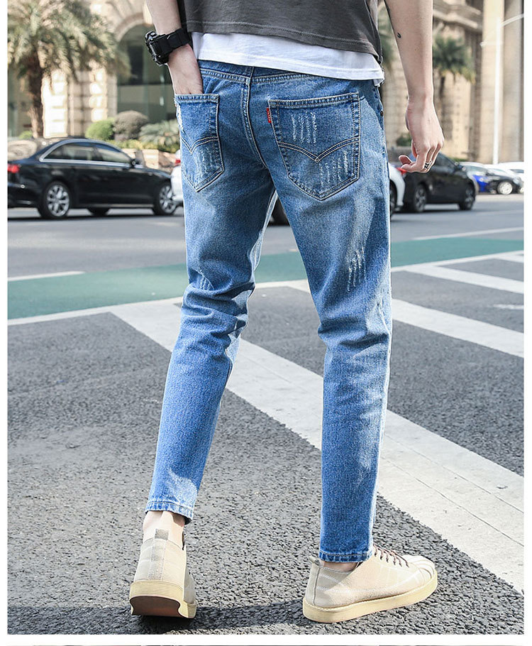 Title 3, Jeans coreani da uomo slim stretch con strappi....