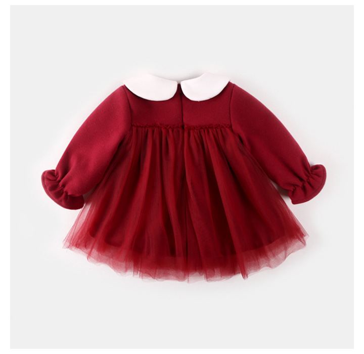 Title 2, Rotes Baby-Herbstkleid für Mädchen, warmer Woll...