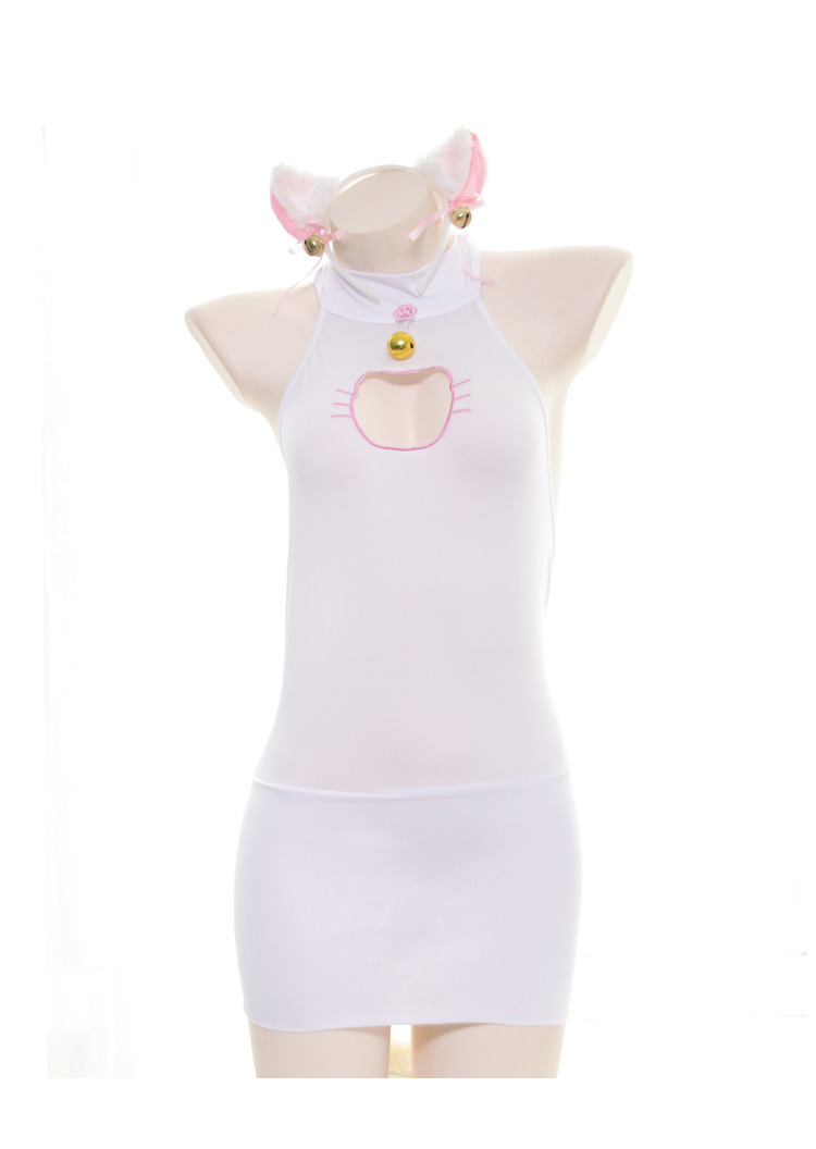 Title 2, Embroidered Hollow Sexy Cat Nightdress Halter P...