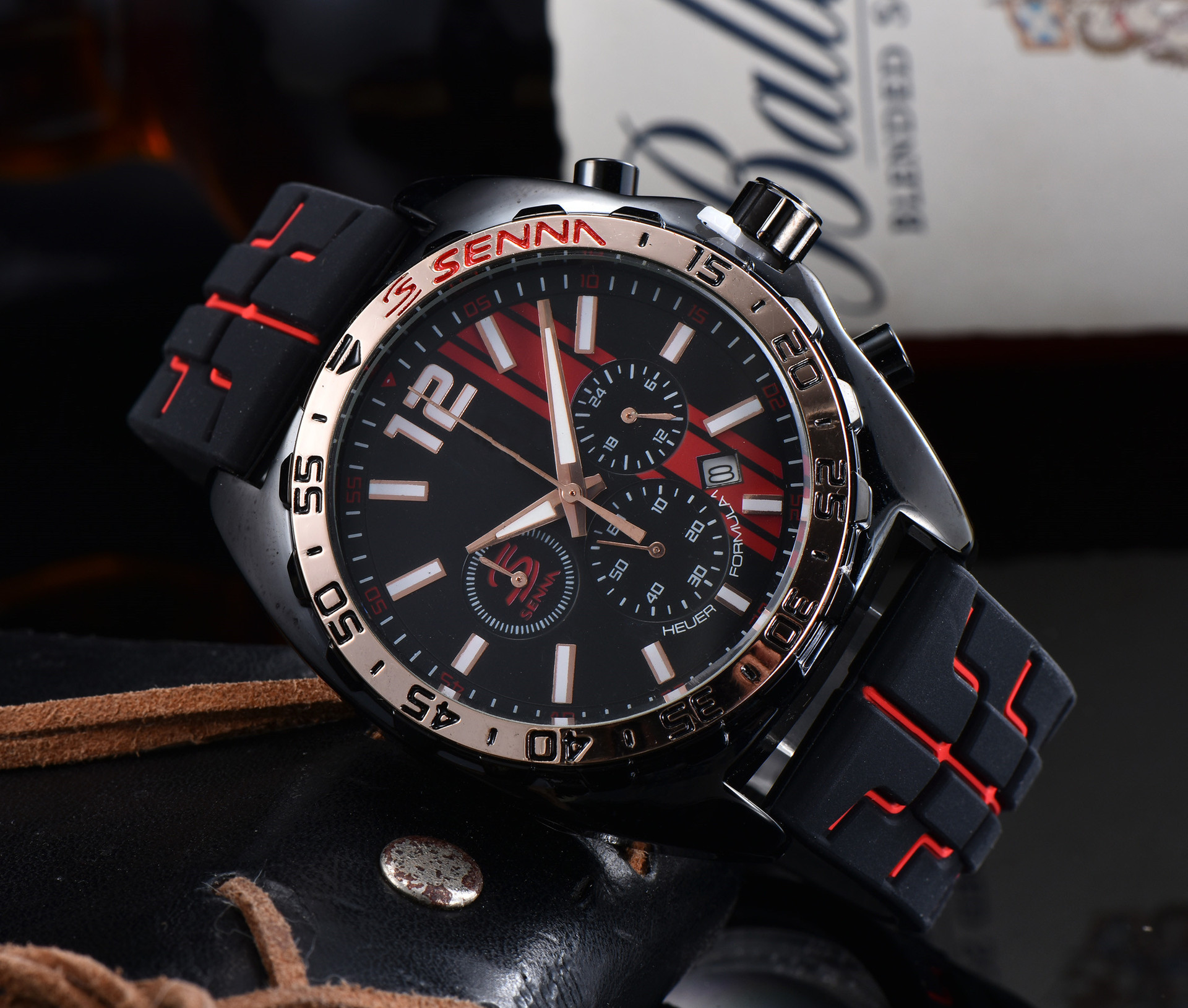 Title 3, Nieuwe Heren Quartz Horloge Rood Taijia met 6 w...