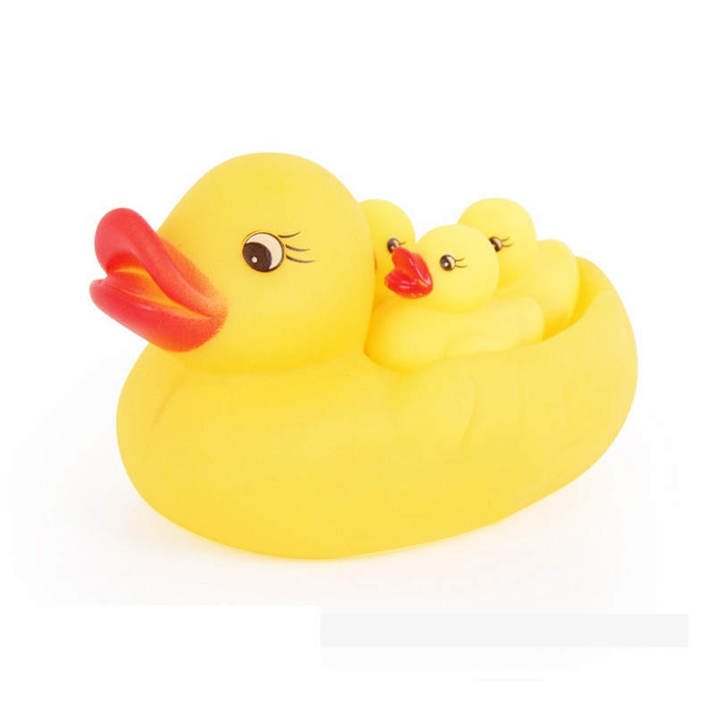 4pcs-lot-Soft-Rubber-Mother-and-Baby-Yellow-Duck-Swimming-Bath-Toys-Children-Water-Play-Squeeze (1)