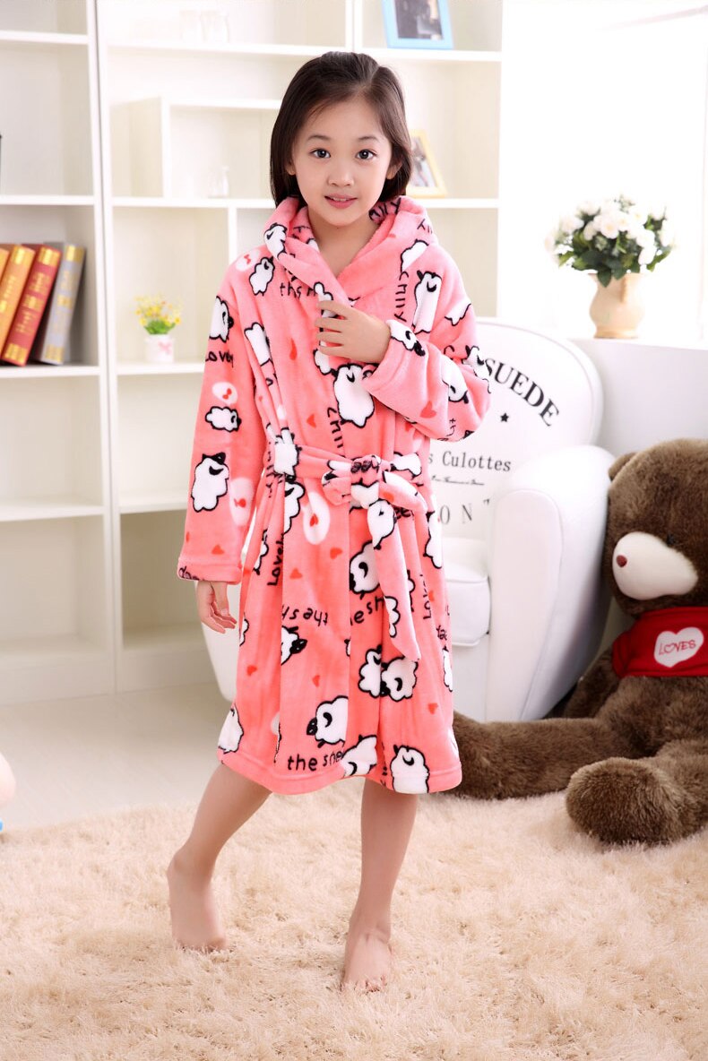 Title 4, Plus velvet long sleeve childrens bathrobe, de...