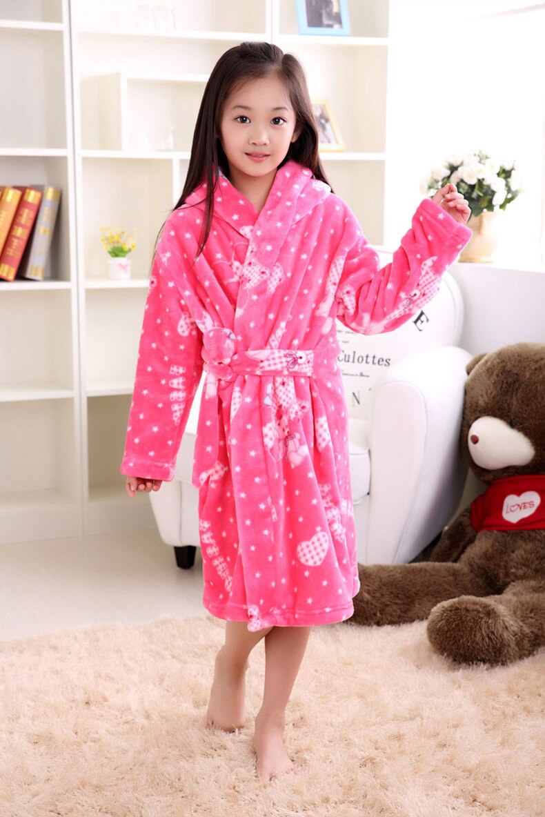 Title 5, Plus velvet long sleeve childrens bathrobe, de...