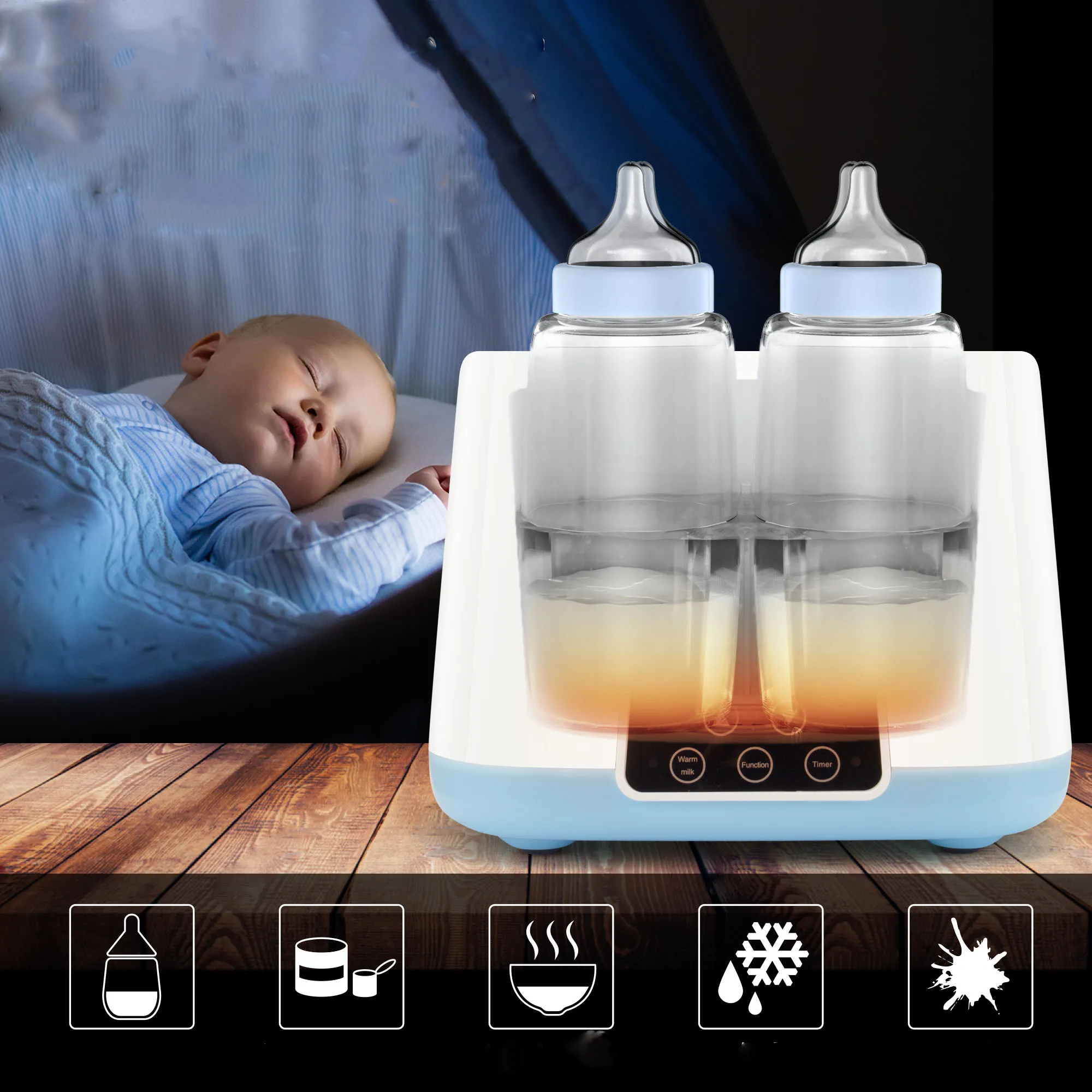 Baby Intelligent Heat Preservation Automatic Feeding Bottle Heating Thermostat Efficient and Safe Bottle Warmer BleuRibbon Baby