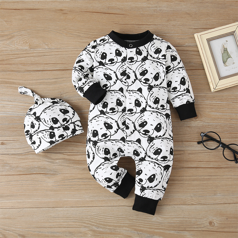 Title 2, Cartoon panda romper for babies and toddlers. S...