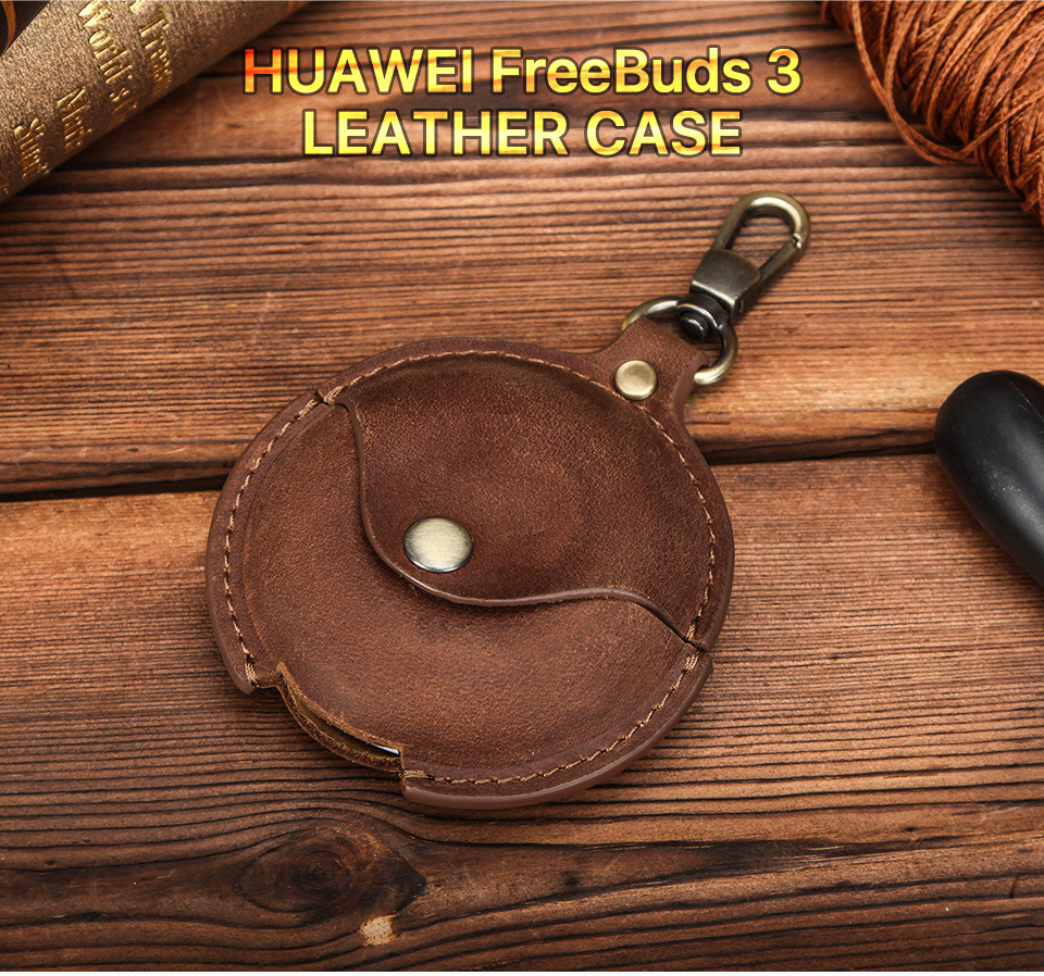 Title 1, Crazy Horse Leather Hook Headphone Case. Protec...