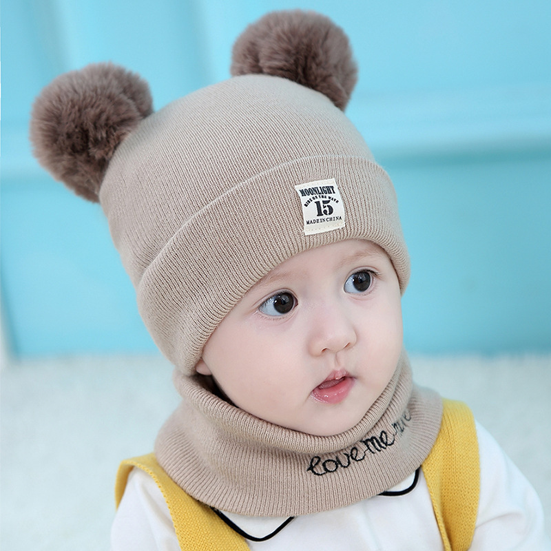 婴儿毛线帽子3-6-12个月男女宝宝1-2岁秋季卡通护耳针织帽新潮薄