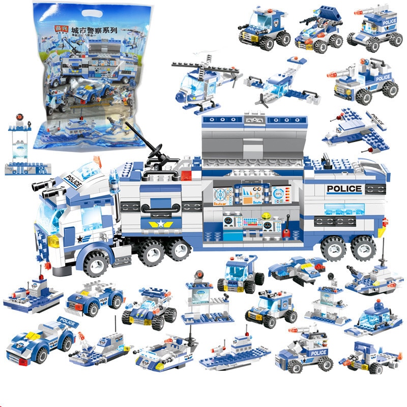 Title 1, 762Pcs Robot Car City Police Building Blocks Set