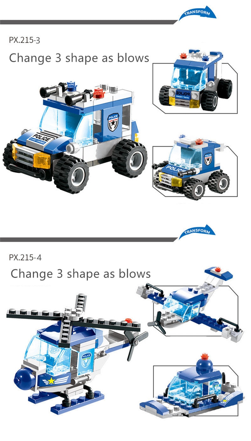 Title 4, 762Pcs Robot Car City Police Building Blocks Set