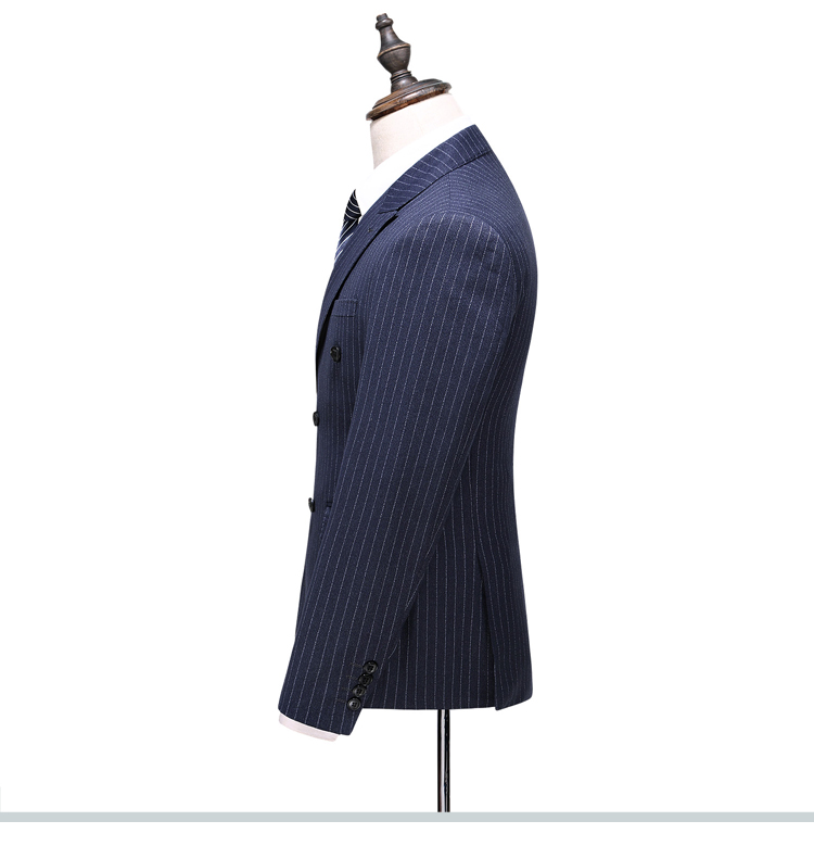 Title 2, New Mens Double-Breasted Striped Suit, Three-P...