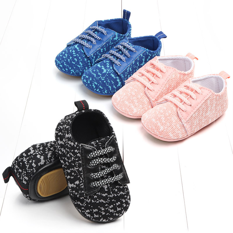 Title 2, Spring and autumn lace-up flying knit baby shoe...