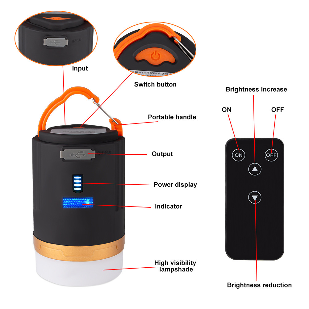 Title 4, Oplaadbare waterdichte LED-tentlamp Campinglamp...