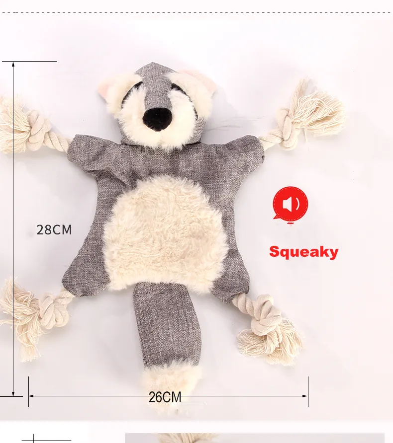 Manufacturer wholesale bite resistence cute grey dog bear plush rope toy