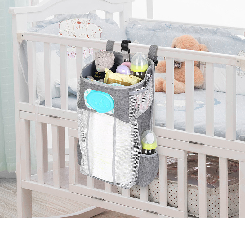 Crib Edge Attachable Storage Bags The Ultimate Baby Crib Diaper Organizer BleuRibbon Baby