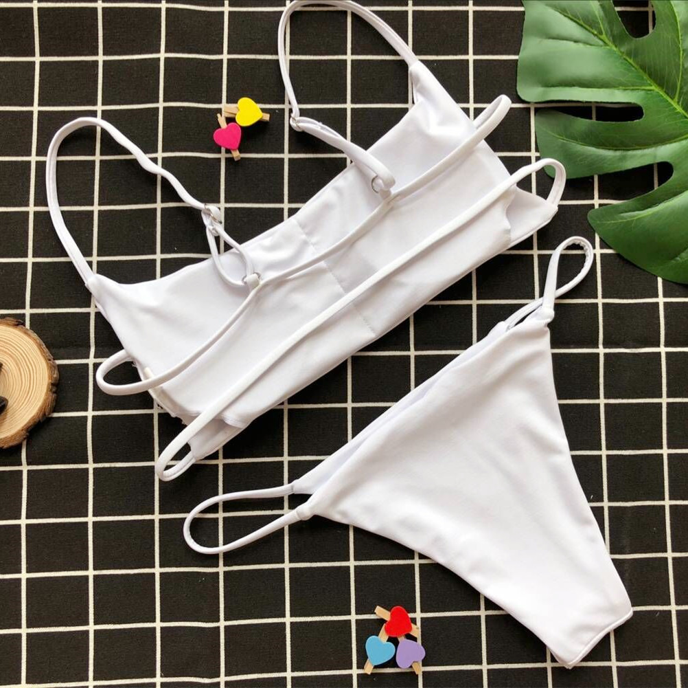 Title 11, Einfarbiger Tube Top Sexy Split Bikini, zweitei...