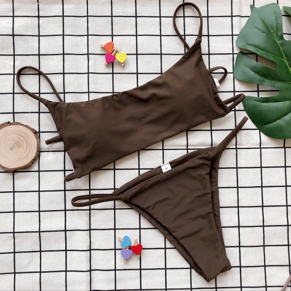 Title 13, Einfarbiger Tube Top Sexy Split Bikini, zweitei...