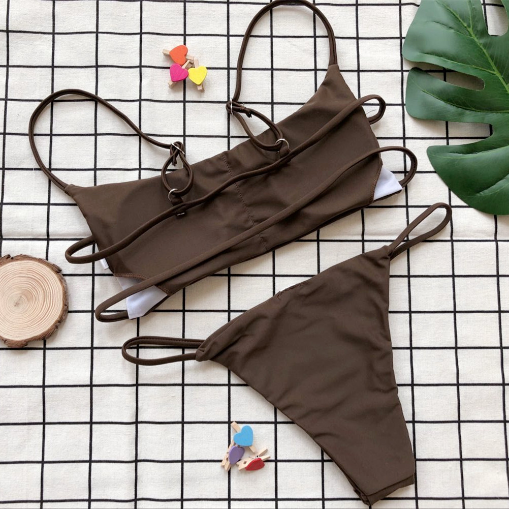 Title 15, Einfarbiger Tube Top Sexy Split Bikini, zweitei...