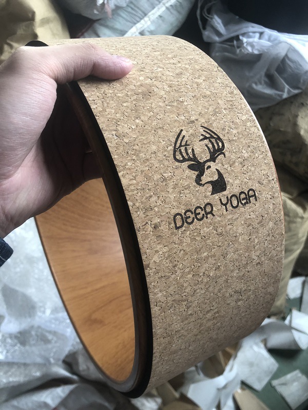 Title 2, Cork Yoga Wheel Wood Grain Printing Hoop for Ba...