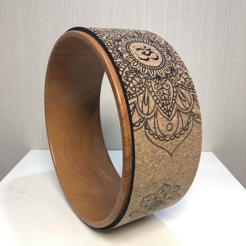 Title 10, Cork Yoga Wheel Wood Grain Printing Hoop for Ba...