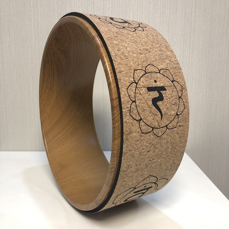 Title 11, Cork Yoga Wheel Wood Grain Printing Hoop for Ba...