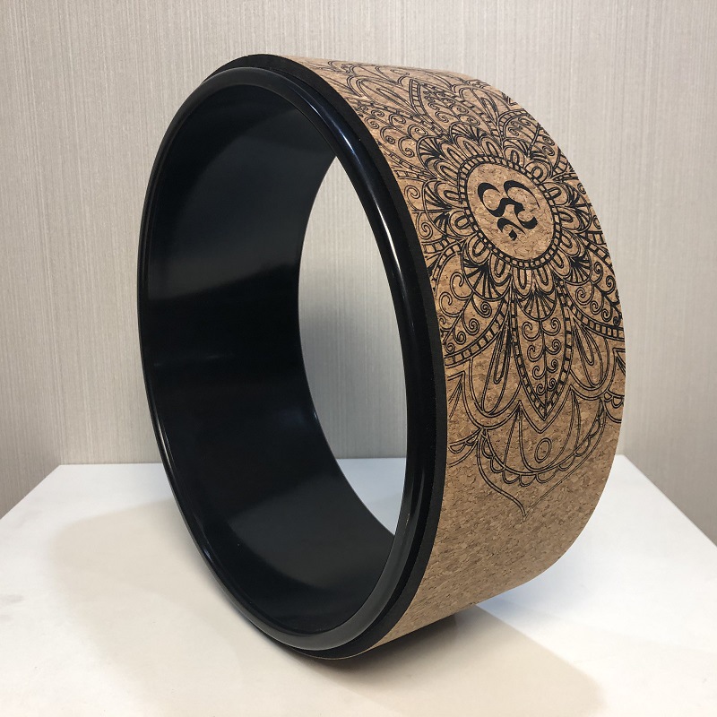 Title 12, Cork Yoga Wheel Wood Grain Printing Hoop for Ba...