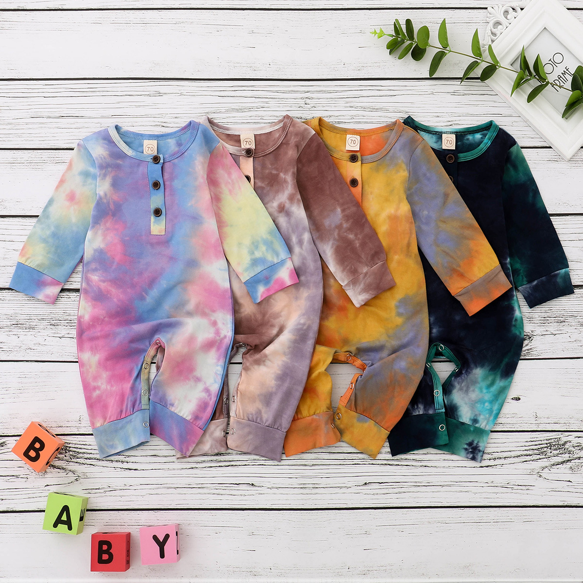 Title 1, Langärmliger Tie-Dye-Romper für Damen. Bequem u...