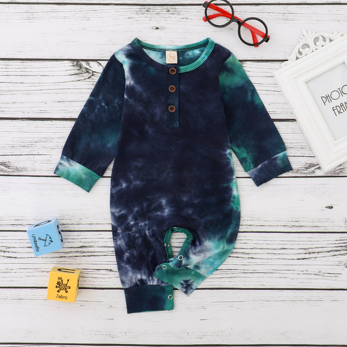 Title 18, Langärmliger Tie-Dye-Romper für Damen. Bequem u...