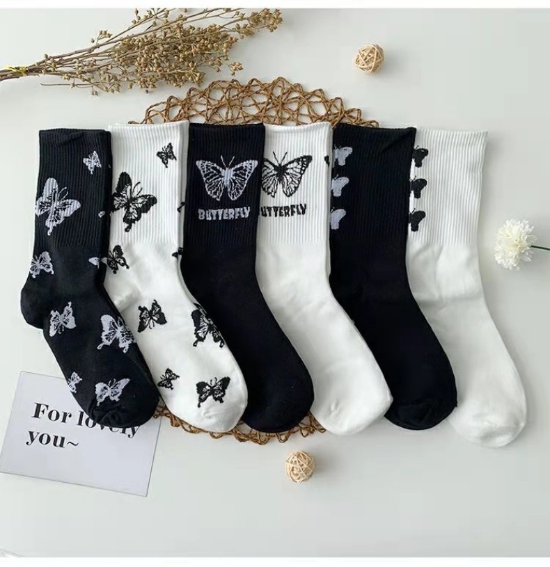 Title 2, Butterfly Womens Tube Socks, Hot Style Black a...