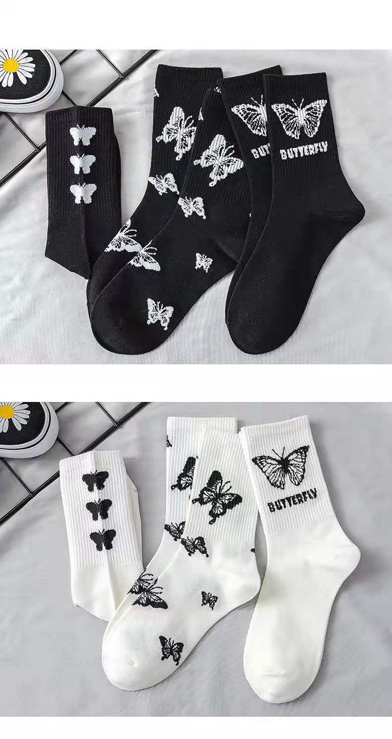 Title 4, Butterfly Womens Tube Socks, Hot Style Black a...