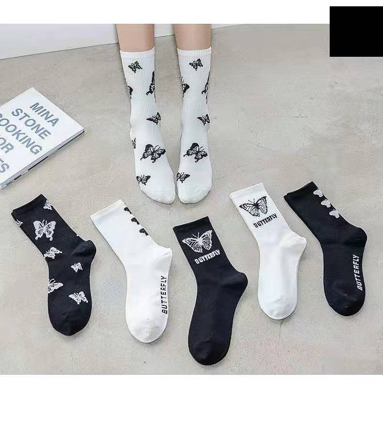 Title 5, Butterfly Womens Tube Socks, Hot Style Black a...