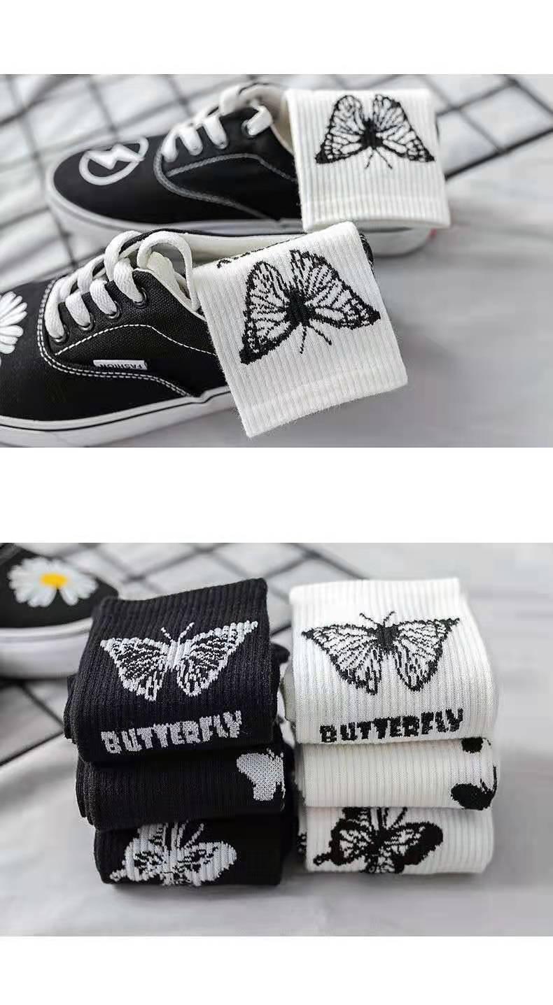 Title 8, Butterfly Womens Tube Socks, Hot Style Black a...