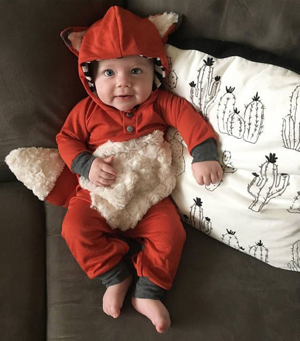 Title 2, Fox-vormige onesie met capuchon voor babys en ...