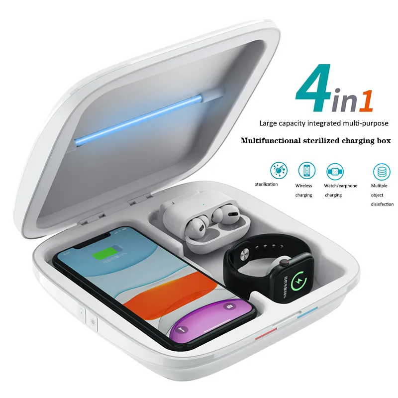 Blitzblue portable uv-c light Multifunctional 4in1 Wireless Charger Dock UV Sterilizer Disinfection Box